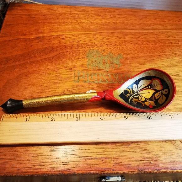 Khokhloma Vintage Wooden Decorative Spoon Made in USSR - Picture 13 of 16